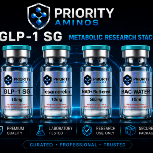 GLP-1 SG Metabolic Research Stack by Priority Aminos including Tesamorelin, NAD+ Buffered, and BAC Water